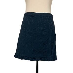 Free People Ruffle Hem Black Lace Mini Skirt (F)